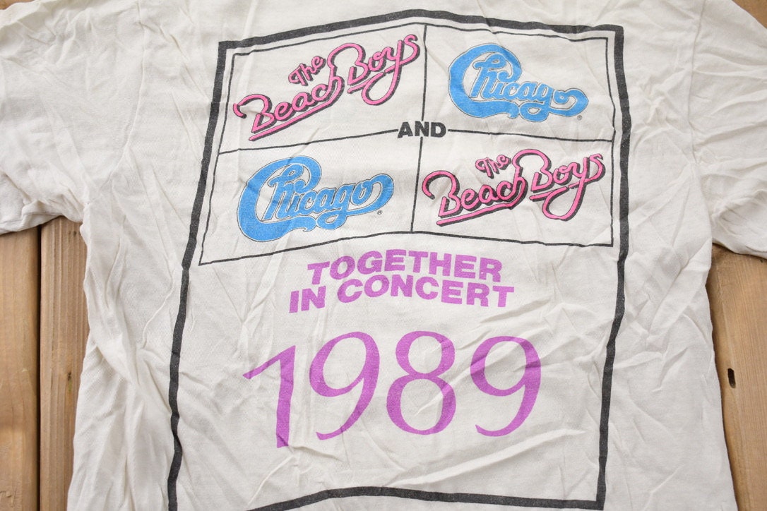 Vintage 1989 Chicago & Beach Boys Together in Concert Tour T-shirt / Band Tee / Single Stitch / Made in USA / 80s T-shirt / Premium Vintage