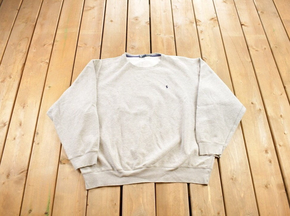 Vintage 1990s Polo Ralph Lauren Grey Crewneck / 90s Crewneck / Small Pony / Streetwear / Vintage Polo