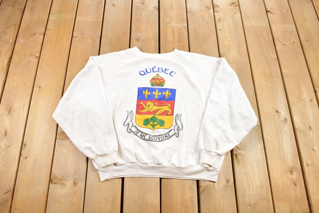 Vintage 1990s Quebec Je Me Souvins Crewneck Sweatshirt / 90s Crewneck / Souvenir Sweater / Streetwear / Travel And Vacation /