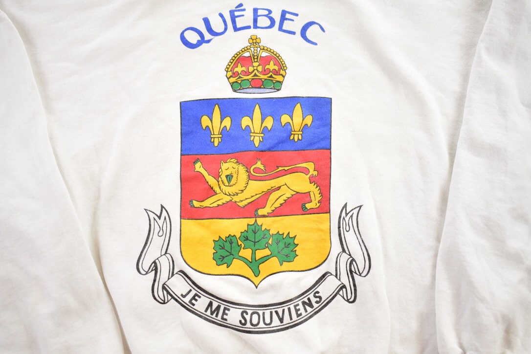 Vintage 1990s Quebec Je Me Souvins Crewneck Sweatshirt / 90s Crewneck / Souvenir Sweater / Streetwear / Travel And Vacation /