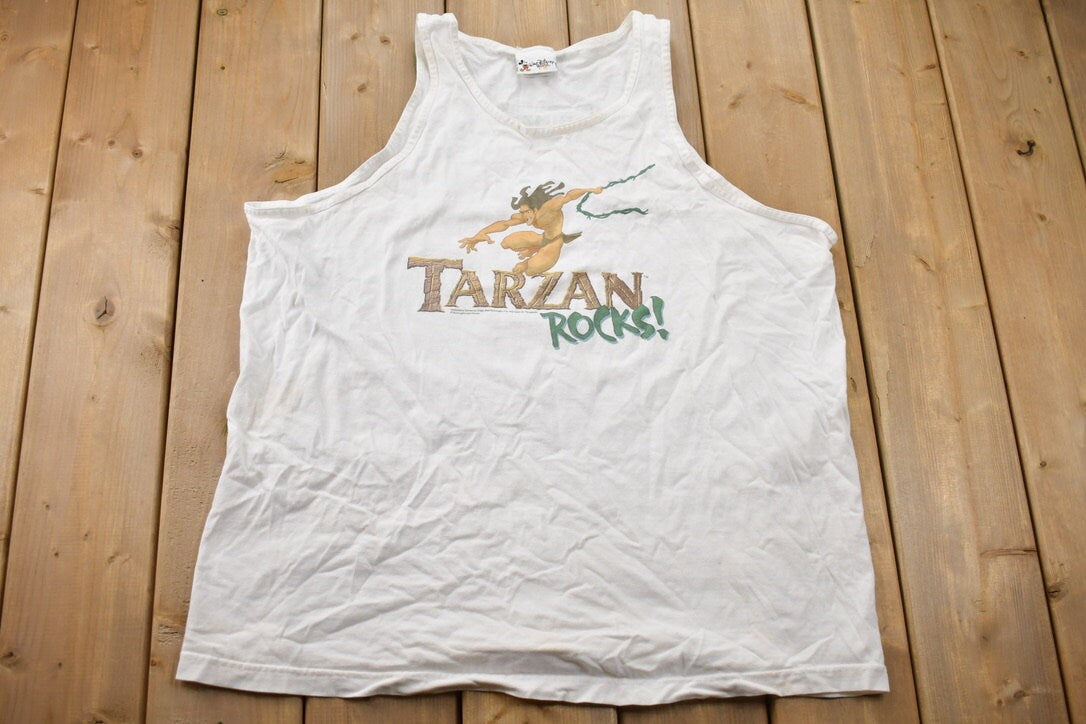 Vintage 1999 Tarzan Rocks Wakin Up the Wild Disney Movie Tank Top / Double Sided /Vintage T Shirt / Vintage Tarzan / Vintage Disney