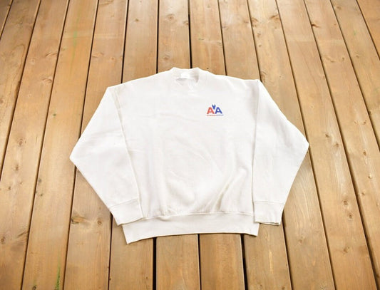 Vintage 1990s American Airlines White Crewneck Sweatshirt / 90s Crewneck / Vintage Blank / Essential / Made in USA / Fruit of The Loom