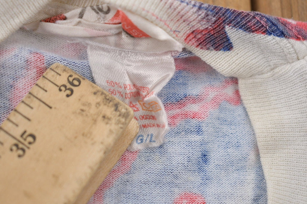 Vintage 1993 Montreal Expos MLB All Over Print Novel Teez Graphic T Shirt 1990s MLB Single Stitch