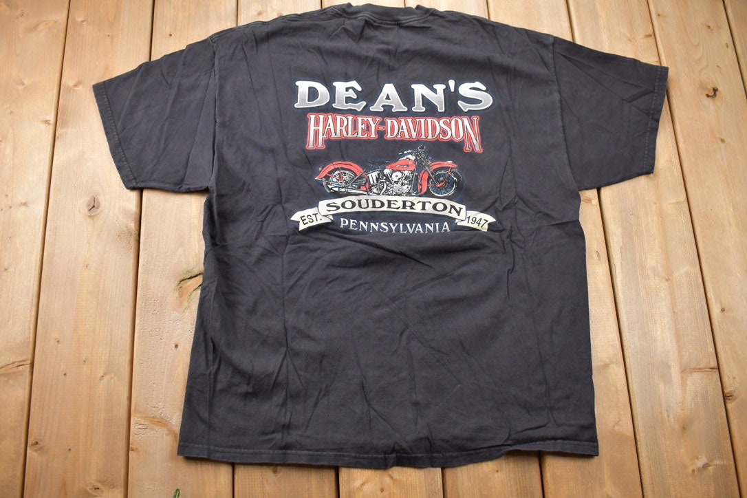 VIntage 2001 Deans Harley Davidson Pennsylvania Graphic T Shirt / Y2K Harley Davidson / Faded Vintage T Shirt / Vintage Distressing