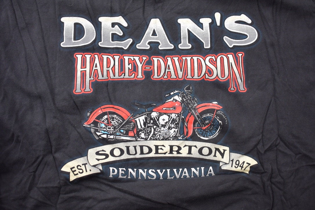 VIntage 2001 Deans Harley Davidson Pennsylvania Graphic T Shirt / Y2K Harley Davidson / Faded Vintage T Shirt / Vintage Distressing