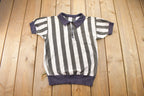 Vintage 1950s Vertical Striped Short Sleeve Quarter Zip Sweater