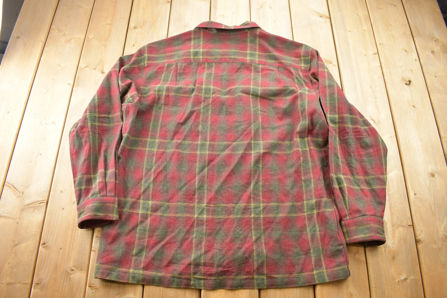 Vintage Y2K Pendleton Plaid Button Up Board Shirt Jac / 100% Virgin Wool / Loop Button / Outdoor / Made In USA / Flannel