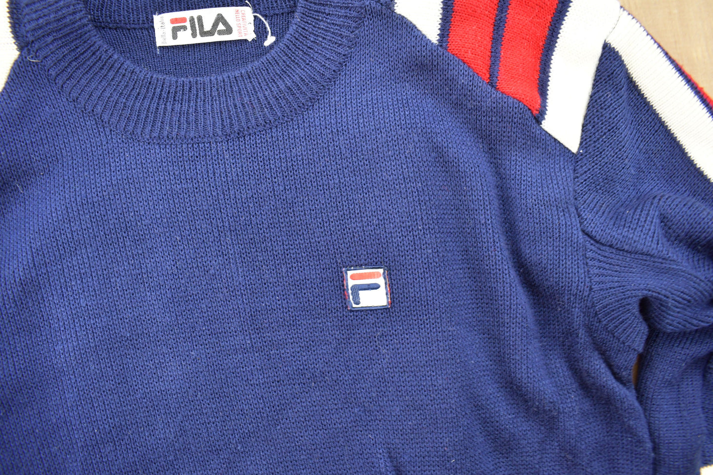 Vintage 1990s Fila Knit Crewneck Sweatshirt / 90s Crewneck / Streetwear / Embroidered