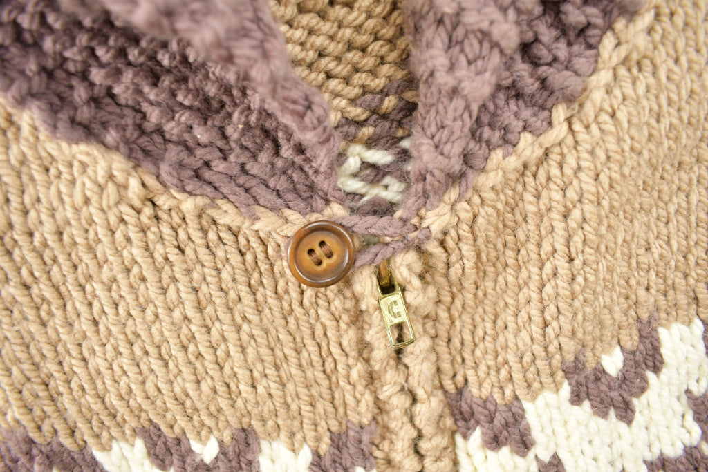 Vintage 1970s Cowichan Shall Collar Knit Eagle Sweater