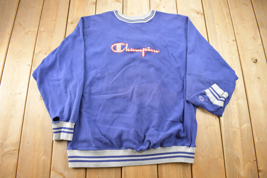 Vintage 1990s Champion Reverse Weave Embroidered Crewneck Sweatshirt / Vintage Champion / Ribbed Sweatshirt / Made In USA