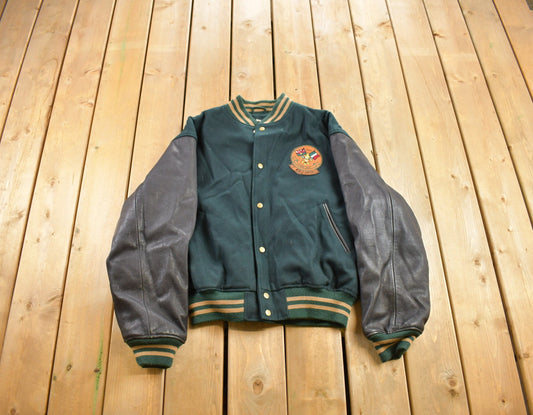 Vintage 2000 Daytona Airforce Leather Letterman Varsity Jacket / Patchwork / Streetwear / World Airforce Jacket