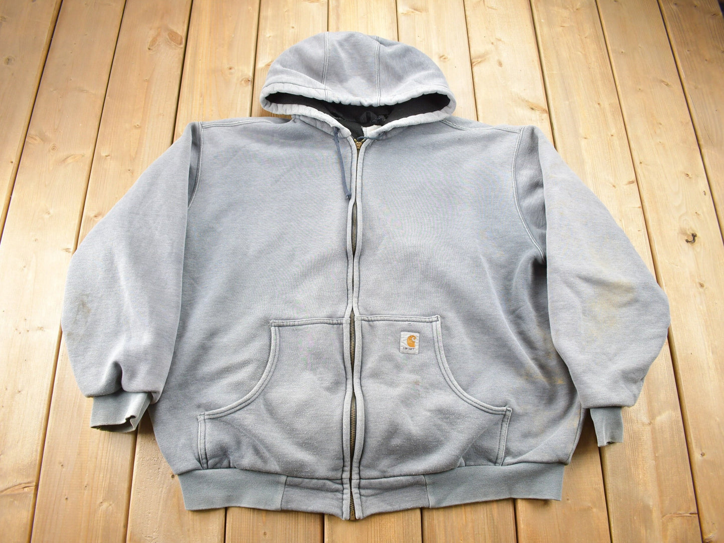 Vintage 1990s Sun Faded Carhartt Zip Up Hoodie / 90s Hoodie / Vintage Sweater / Vintage Carhartt / Distressed / Vintage Workwear