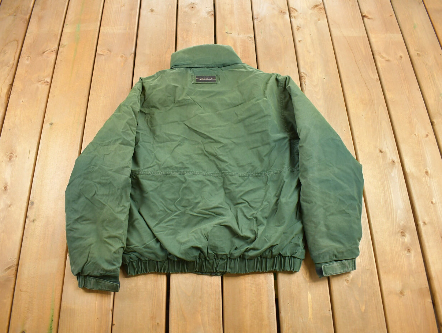 Vintage 1990s Eddie Bauer Green Puffer Jacket / Goose Down Fill / Vintage Bubble Jacket / Embroidered / Eddie Bauer Puffer