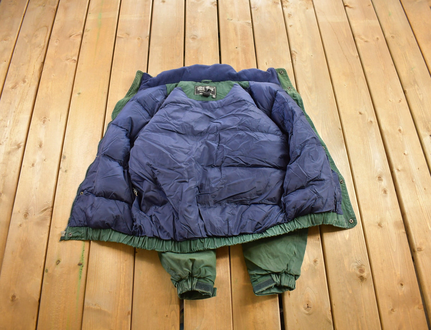 Vintage 1990s Eddie Bauer Green Puffer Jacket / Goose Down Fill / Vintage Bubble Jacket / Embroidered / Eddie Bauer Puffer