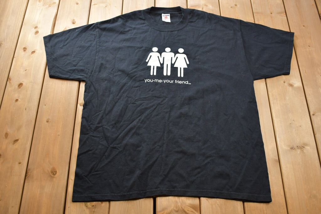 Vintage Y2K You Me Your Friend Stick Figures Graphic T-Shirt