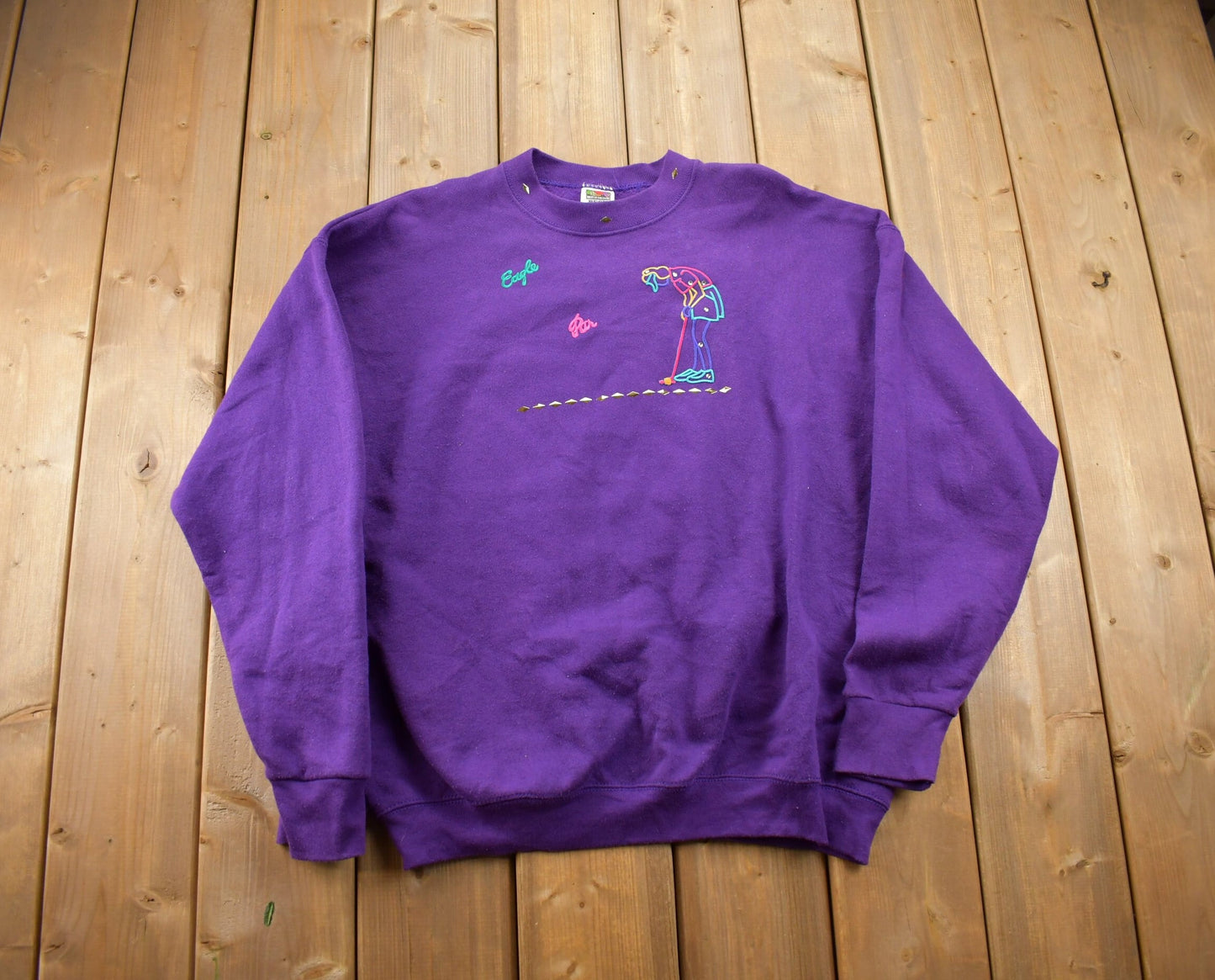 Vintage 1990s Eagle Par Golf Crewneck Sweatshirt / 90s Crewneck / Made In USA / Streetwear / Embroidered / Fruit Of The Loom