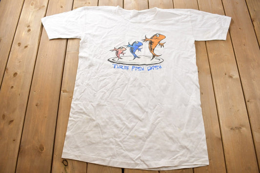Vintage 1995 Dr Seuss Three Fish Dish Graphic T-shirt / Vintage Movie Tee / Long Shirt / Rare Vintage /