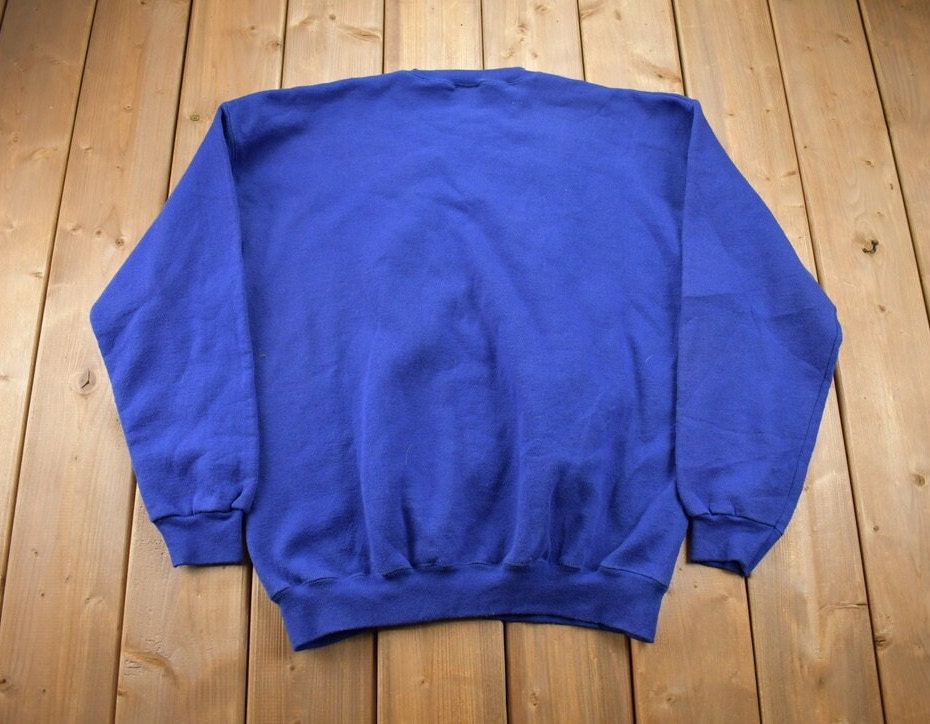 Vintage 1990s Discus Athletic Plain Crewneck Sweatshirt / 90s Crewneck / Made In USA / Plain Blue / Streetwear / 90s Blank