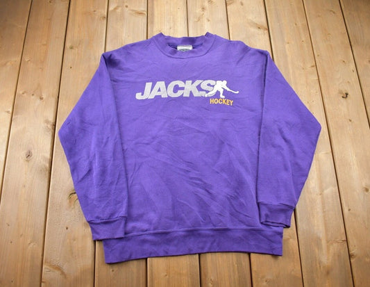 Vintage 1990s Jacks Hockey CEC Collegiate Crewneck / Heavyweight Lee / Purple Sweatshirt / Sportswear / Americana