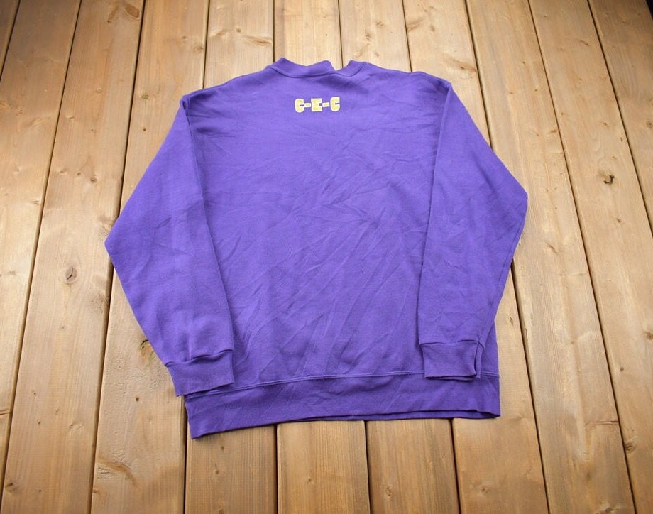 Vintage 1990s Jacks Hockey CEC Collegiate Crewneck / Heavyweight Lee / Purple Sweatshirt / Sportswear / Americana