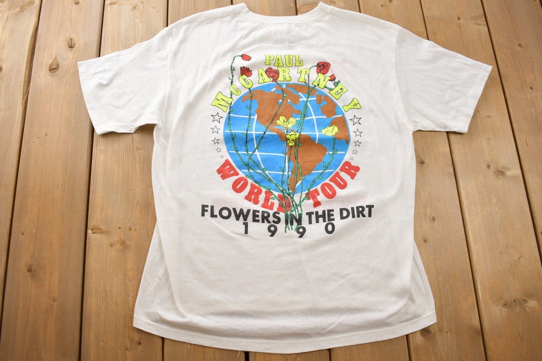 Vintage 1990 Paul McCartney Flowers in the Dirt Tour Band T-shirt / Band Tee / Single Stitch / Music Promo / Made in USA