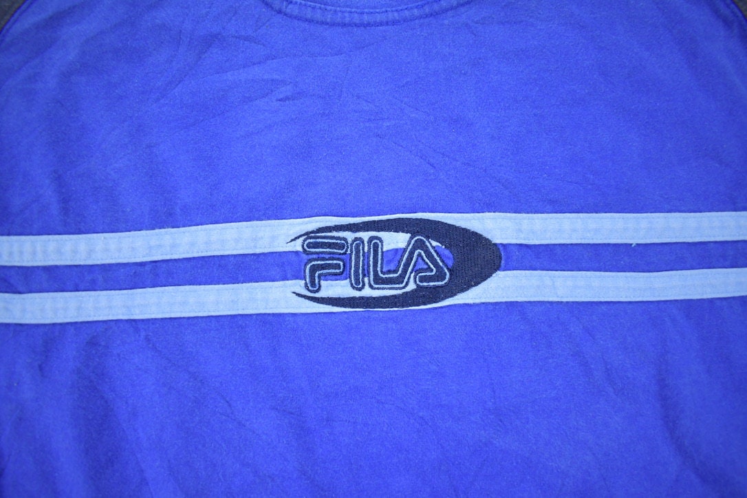 Vintage 2000s Fila Embroidered Long Sleeve T Shirt / Brand Logo Screen Print / Pullover Sweatshirt / Y2k Fila