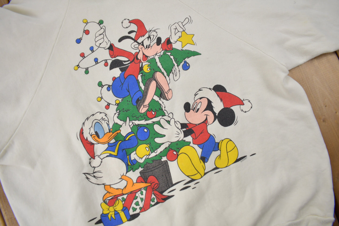 Vintage 1990s Disney's Mickey Mouse Christmas Sweater / 90s Holiday Crewneck / Winter Wear / MADE IN USA