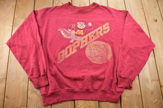 Vintage 1990s Minnesota Golden Gophers Sportswear Graphic Crewneck Sweatshirt / Vintage 90s Crewneck Sweater / Varsity Print Fan Gear /