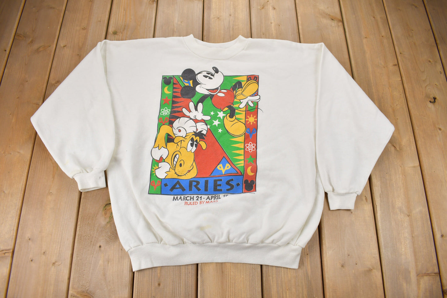 Vintage 1990s Mickey Mouse Aries Disney Zodiac Crewneck / Vintage Sweatshirt / Vintage Disney / Mickey / Made In USA