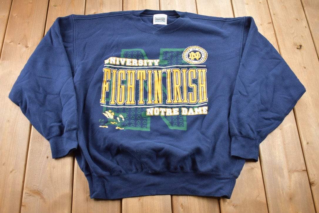 Vintage 1990s University of Notre Dame Fighting Irish Collegiate Crewneck / NCAA Sweatshirt / Sportswear / Made In USA