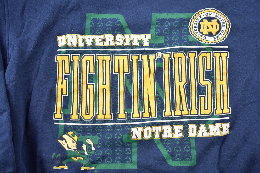 Vintage 1990s University of Notre Dame Fighting Irish Collegiate Crewneck / NCAA Sweatshirt / Sportswear / Made In USA