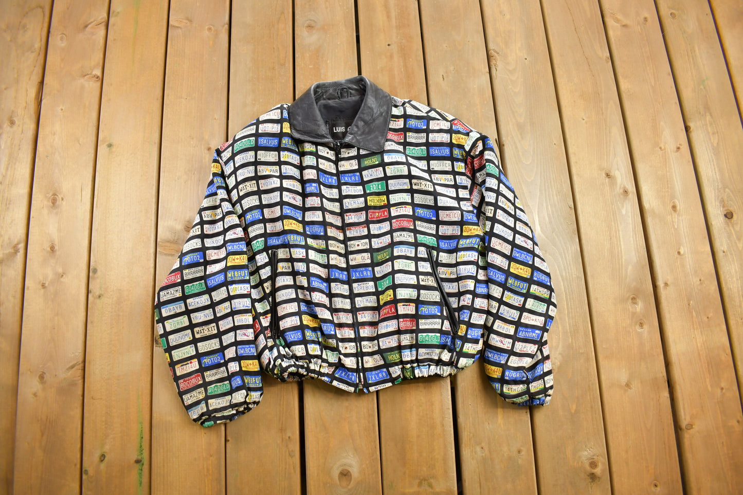 Vintage 1990s Luis Alvear Windbreaker Jacket / Streetwear / Light Jacket / Vintage Windbreaker / Leather Collar