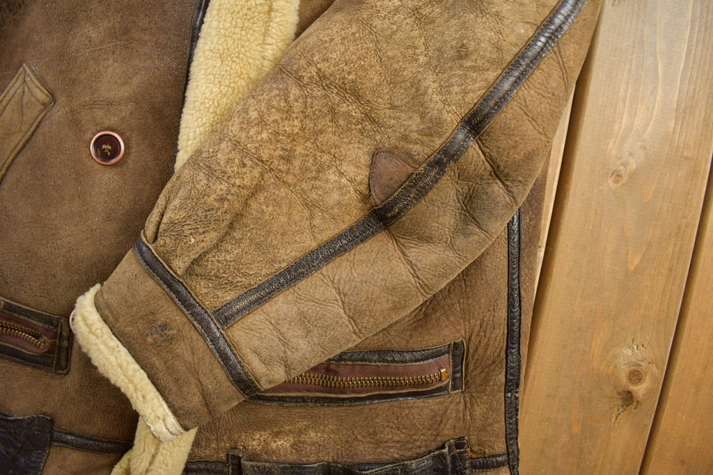 Vintage 1970 Avirex LTD Bomber Pilot Shearling Coat