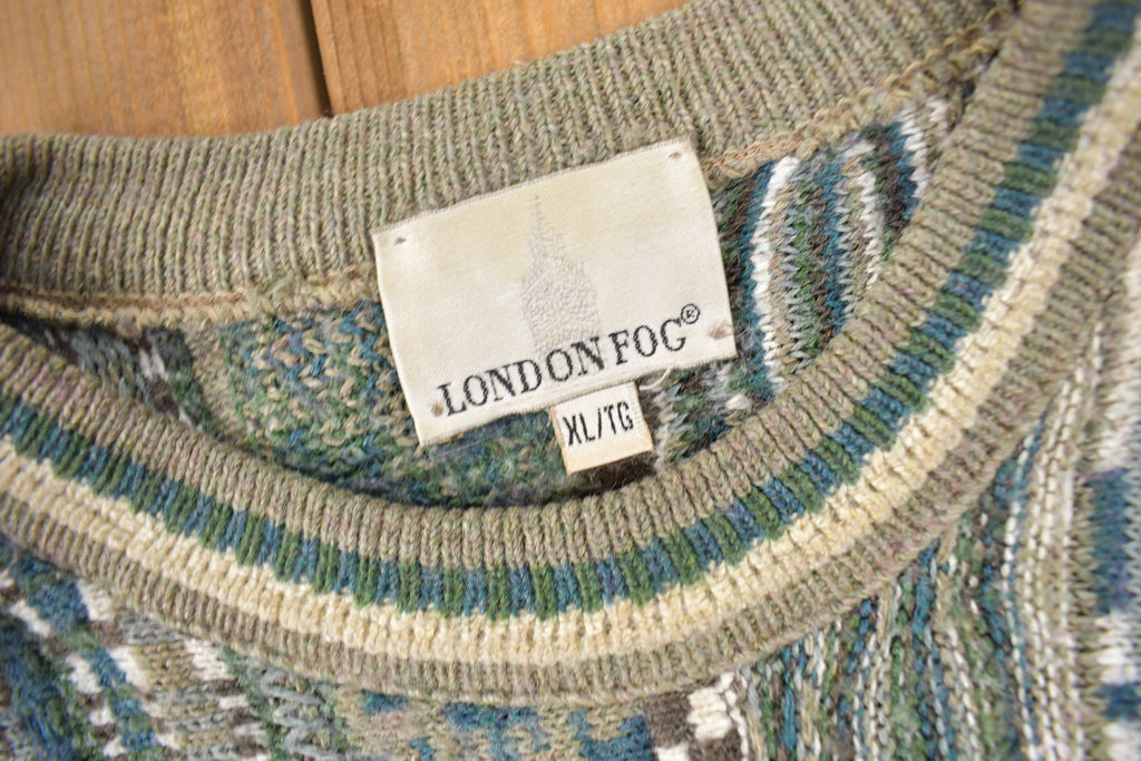 Vintage 1990s London Fog Coloured Cable Knit Crewneck Sweater Size XL