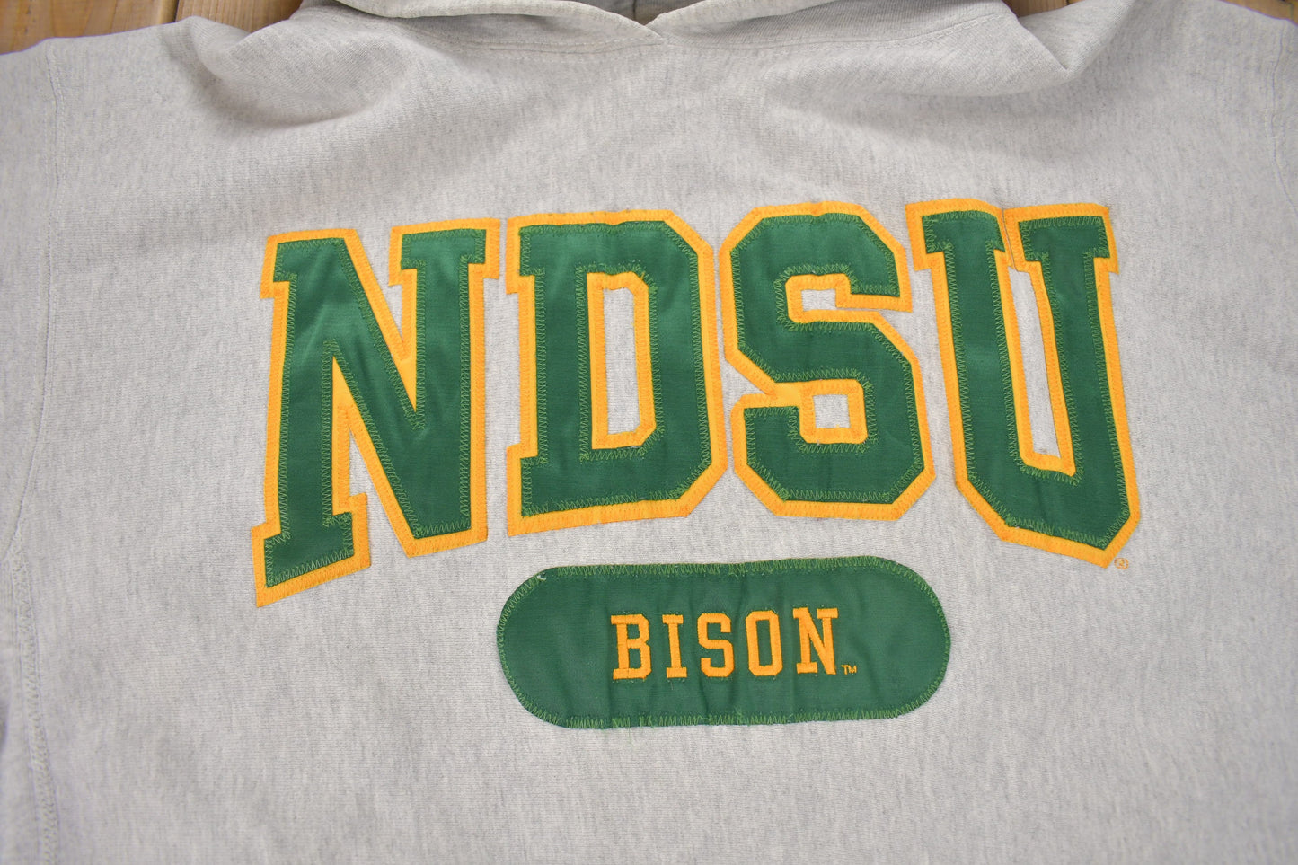 Vintage 1990s NDSU Bison Embroidered Hoodie / 90s Hoodie / Vintage Sweater / Heavy Weight