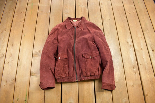 Vintage 1980s Hides Suede Leather Bomber Jacket / Zip Up / Streetwear / Fall Jacket / Made In Canada / Streetwear