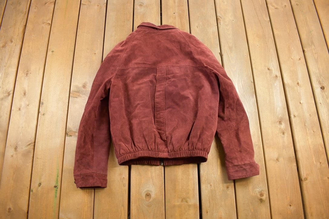 Vintage 1980s Hides Suede Leather Bomber Jacket / Zip Up / Streetwear / Fall Jacket / Made In Canada / Streetwear