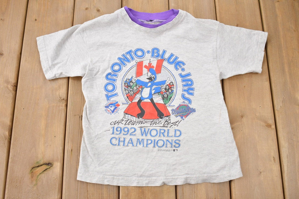 Vintage 1992 Kids Toronto Blue Jays MLB Ringer Graphic T-shirt