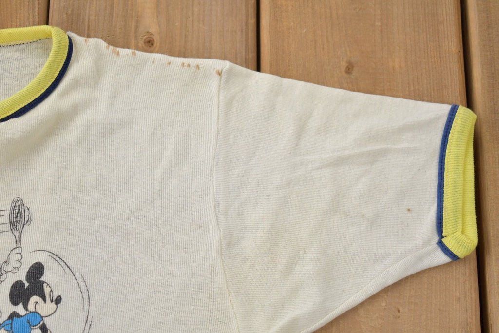 Vintage 1980s Disney Mickey Mouse Tennis Graphic Ringer T-Shirt