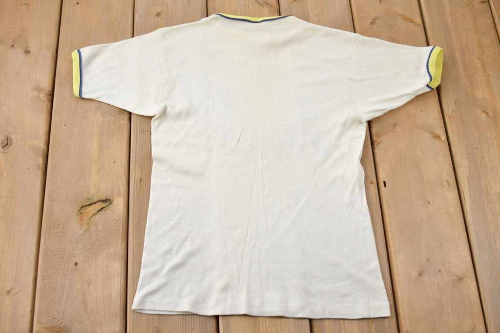 Vintage 1980s Disney Mickey Mouse Tennis Graphic Ringer T-Shirt