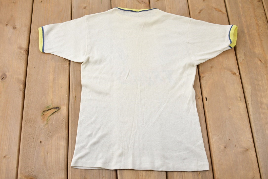 Vintage 1980s Disney Mickey Mouse Tennis Graphic Ringer T-Shirt