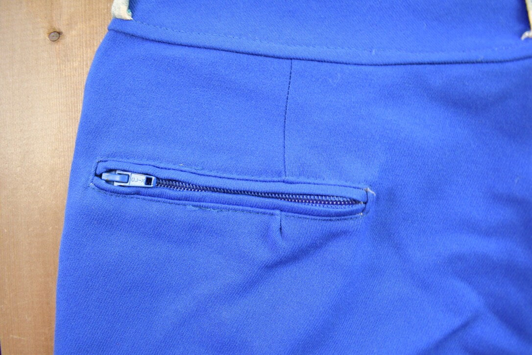 Vintage 1970s Blue Wool Trousers Size 32x25