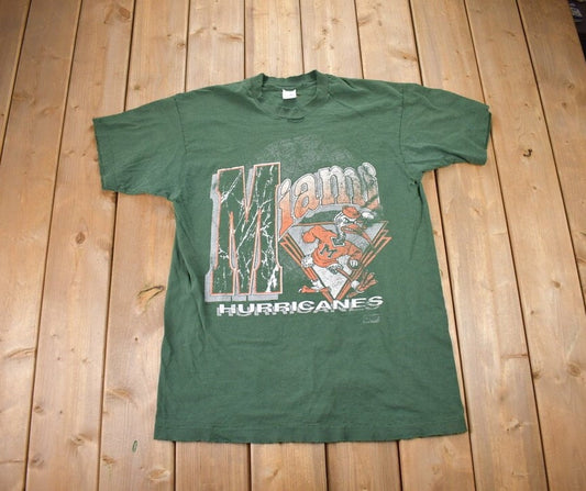 Vintage 1990s University Of Miami Hurricanes Collegiate T-Shirt / NCAA Tee / Americana / Sportswear / Miami / Fruit Of The Loom