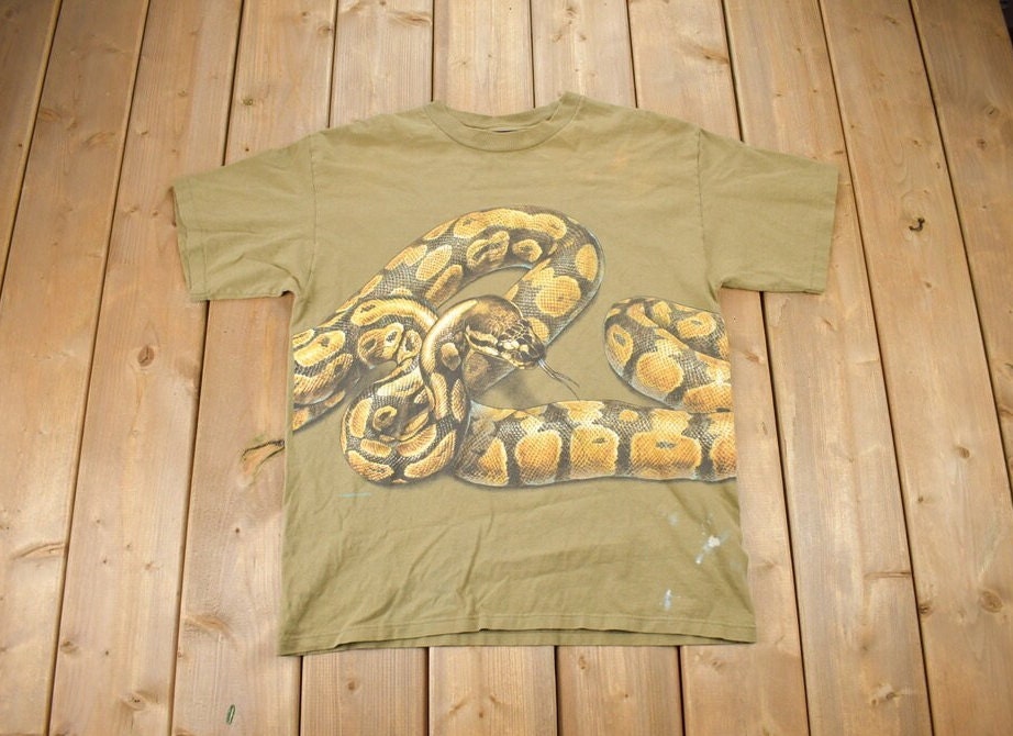 Vintage 1990s Habitat Boa Constrictor Theme Graphic T-Shirt / Single Stitch / Streetwear / Nature T Shirt /