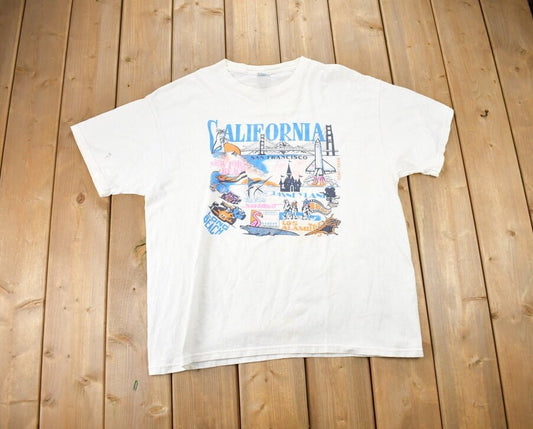 Vintage 1990s California Cities Souvenir T Shirt / Streetwear / Made In USA / Vacation Tee / Travel T Shirt / Tourist / Delta Pro Weight