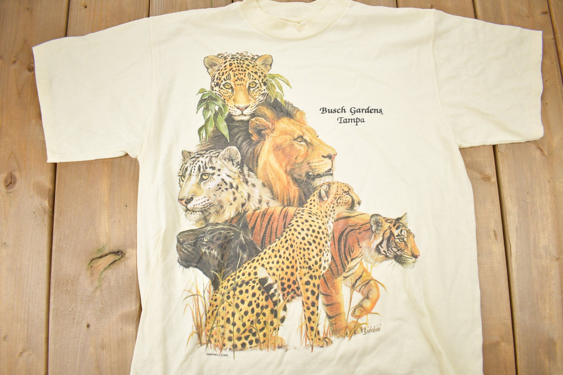 Vintage 1980s Busch Gardens Tampa Jungle Cat Theme Graphic T-Shirt
