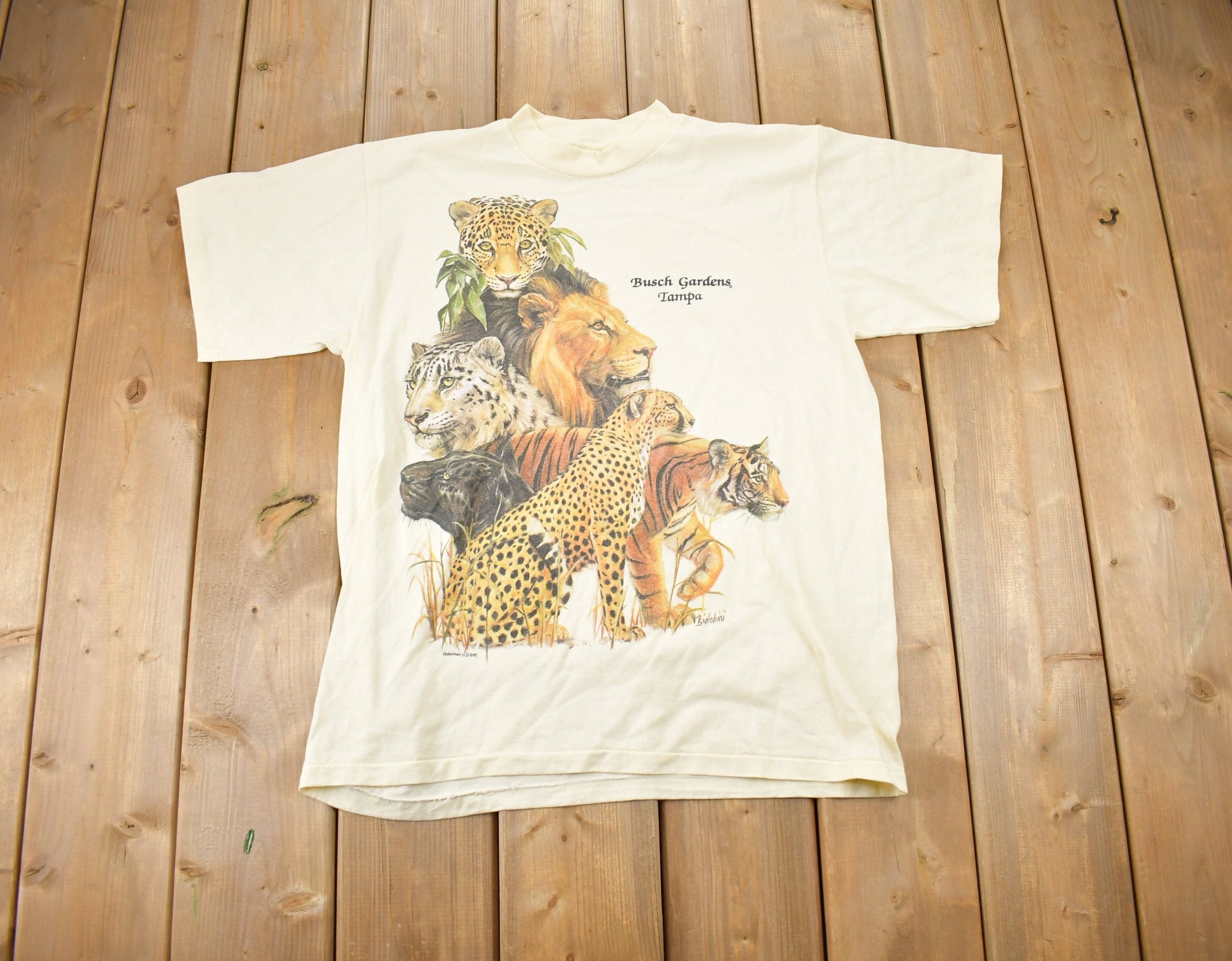 Vintage 1980s Busch Gardens Tampa Jungle Cat Theme Graphic T-Shirt
