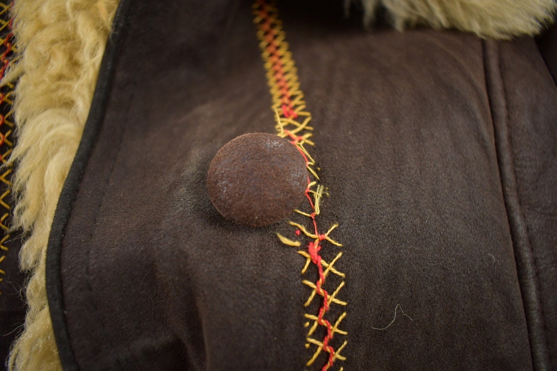 Vintage 1970s Embroidered Fur Coat