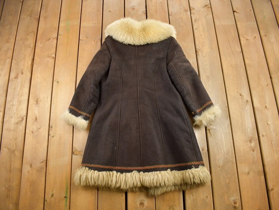 Vintage 1970s Embroidered Fur Coat