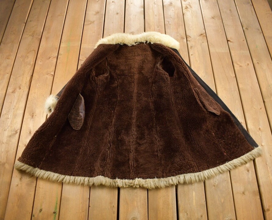 Vintage 1970s Embroidered Fur Coat